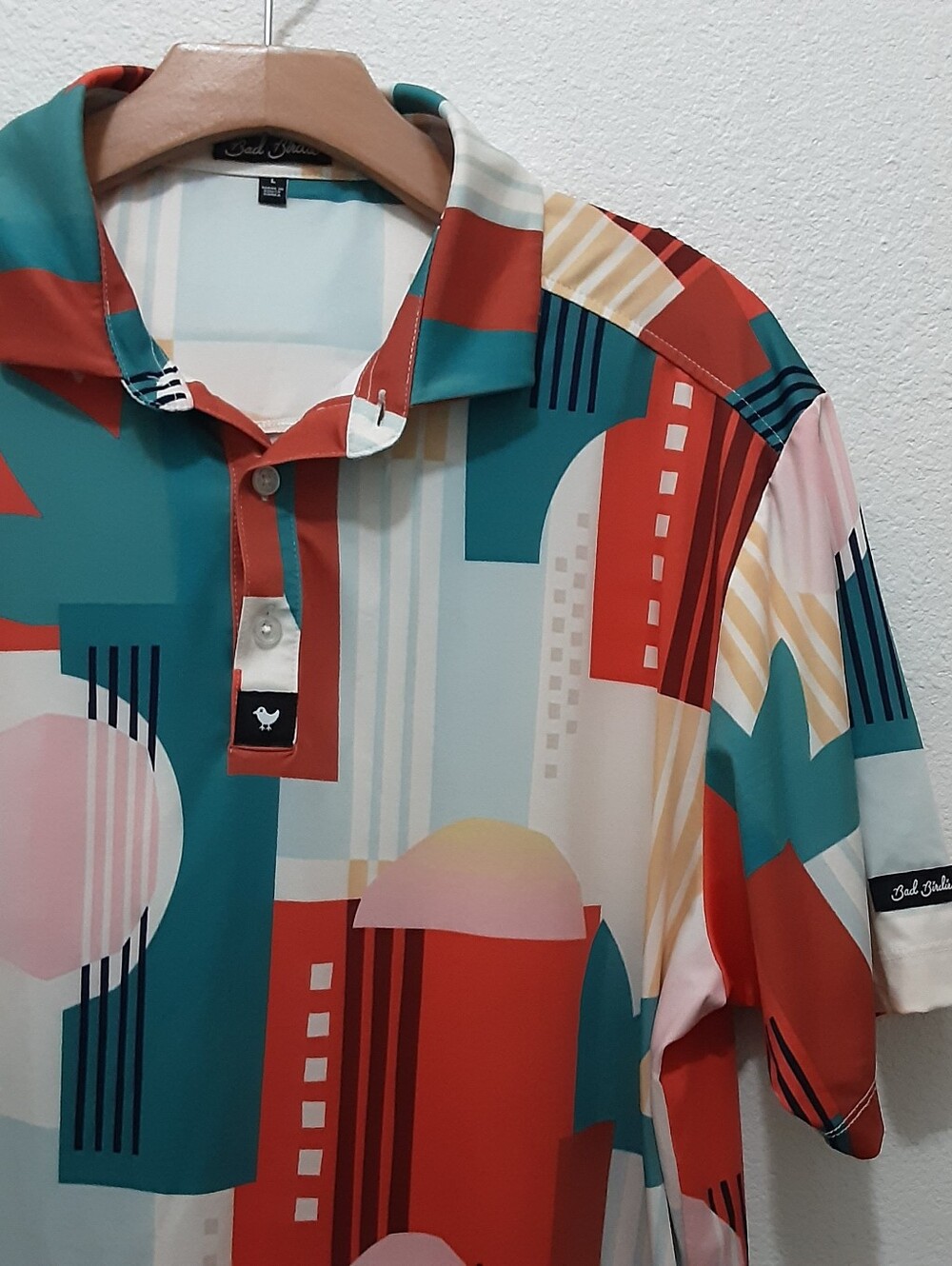 Bad Birdie Golf Polo Geometric Shapes Multicolor AOP